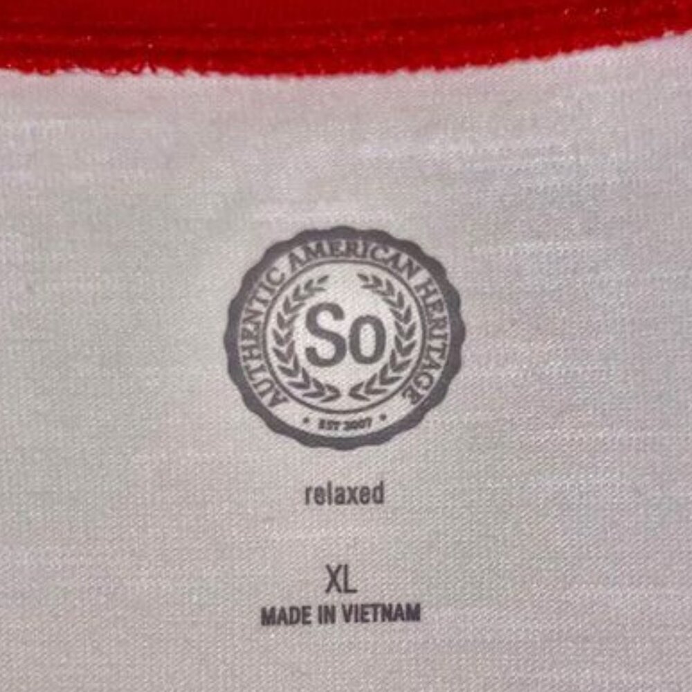 Authentic American Heritage by SO Dropped Shoulder White & Red Shirt, XL - Picture 3 of 9
